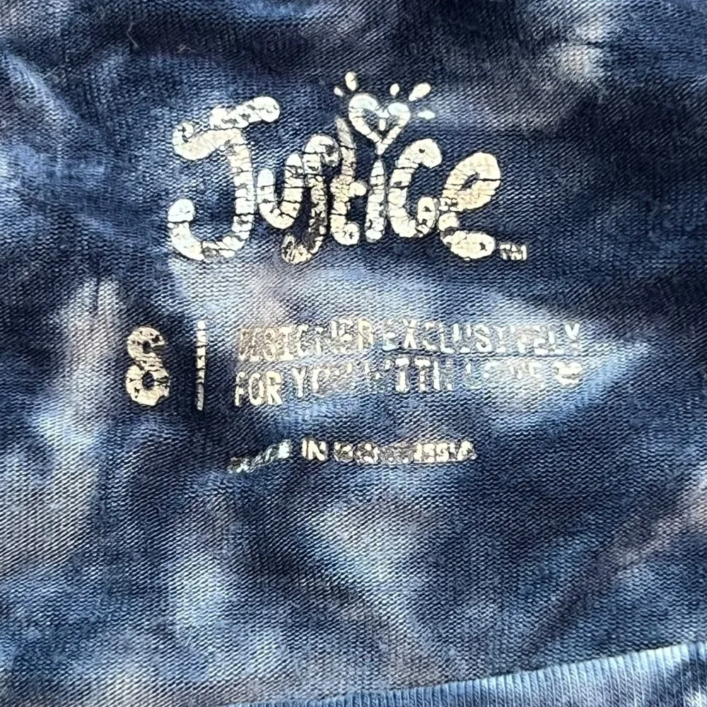 Justice Girls Flowy Long Sleeve Tunic Top Shirt Navy Blue White Tie Dye Size‎ S